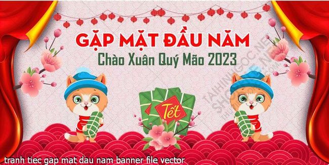 tranh tiec gap mat dau nam banner file vector